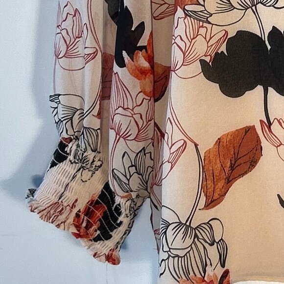 Ava & Viv SZ 16  Flowy Floral Long Sleeve Top Feminine Artsy Modern Office Dress - Picture 3 of 8